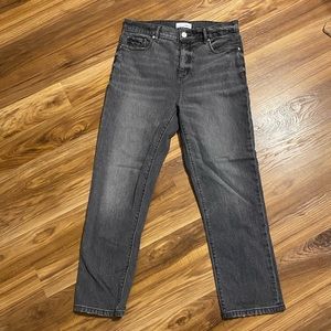 Loft High Waist Straight Crop Light Wash Black Jeans